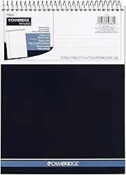 Cambridge Caderno, caderno de negócios, 21 x 28 cm, 70 folhas, pautado para faculdade, encadernação superior, azul-marinho (59882)