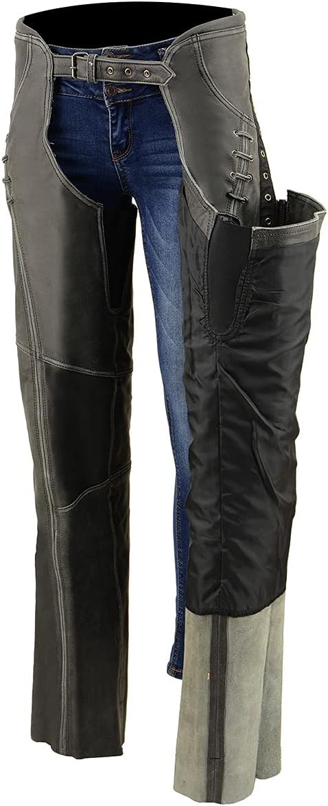 Milwaukee Leather Premium Leather Motorcycle Riding Chaps for Women Bikers - Image 4