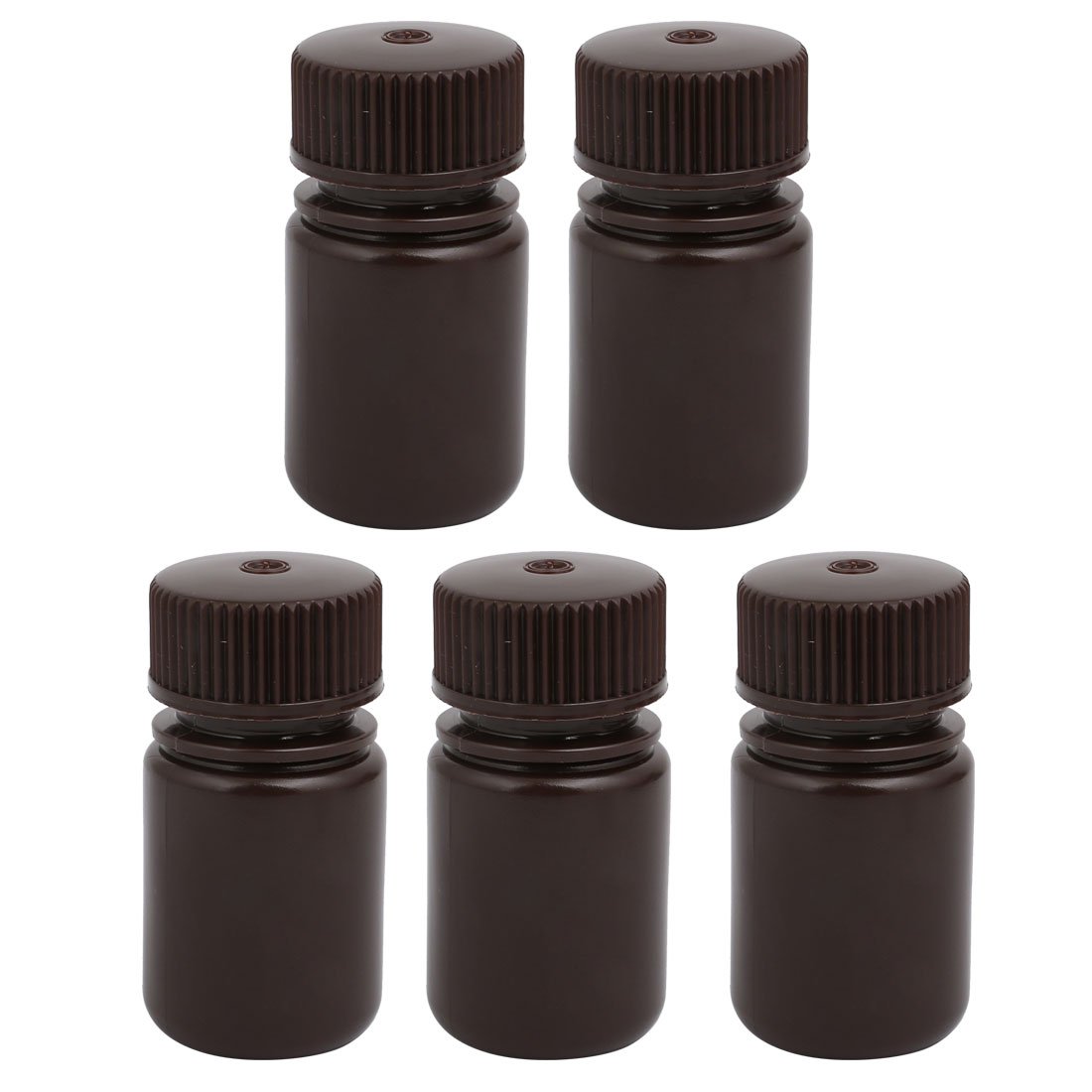Aexit 5pcs 32mm gauge Diameter 60mm Height 30ml Plastic Round Shaped Bottle Brown