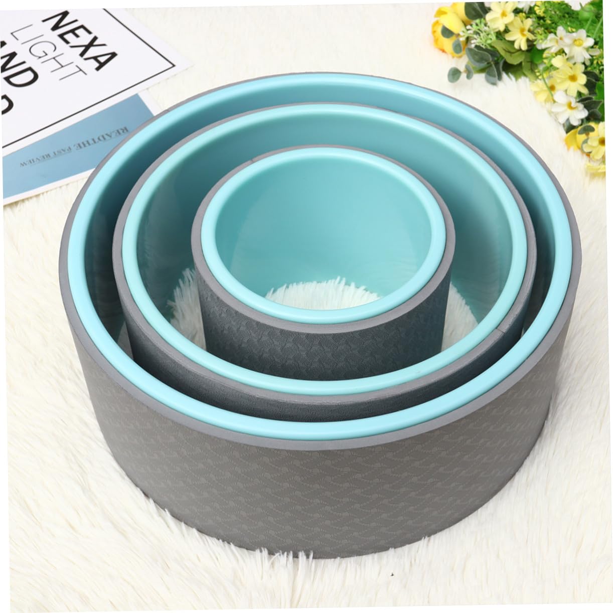 BESTonZON Ruota per Yoga in Abs Blu da 10mm, Attrezzo Leggero per Stretching del Corpo e Riscaldamento, per Esercizi a Terra e Pilates Casa