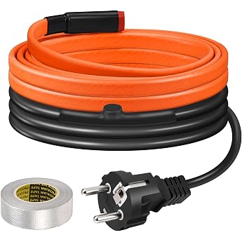 Heating Cable with Thermostat BDDFOTO 25 W/m Self-Regulating Heating Tape Frost Protection Heating Wire IP65 Waterproof for Protection of Water Pipes Gutters and Willow Drinks 2 m
