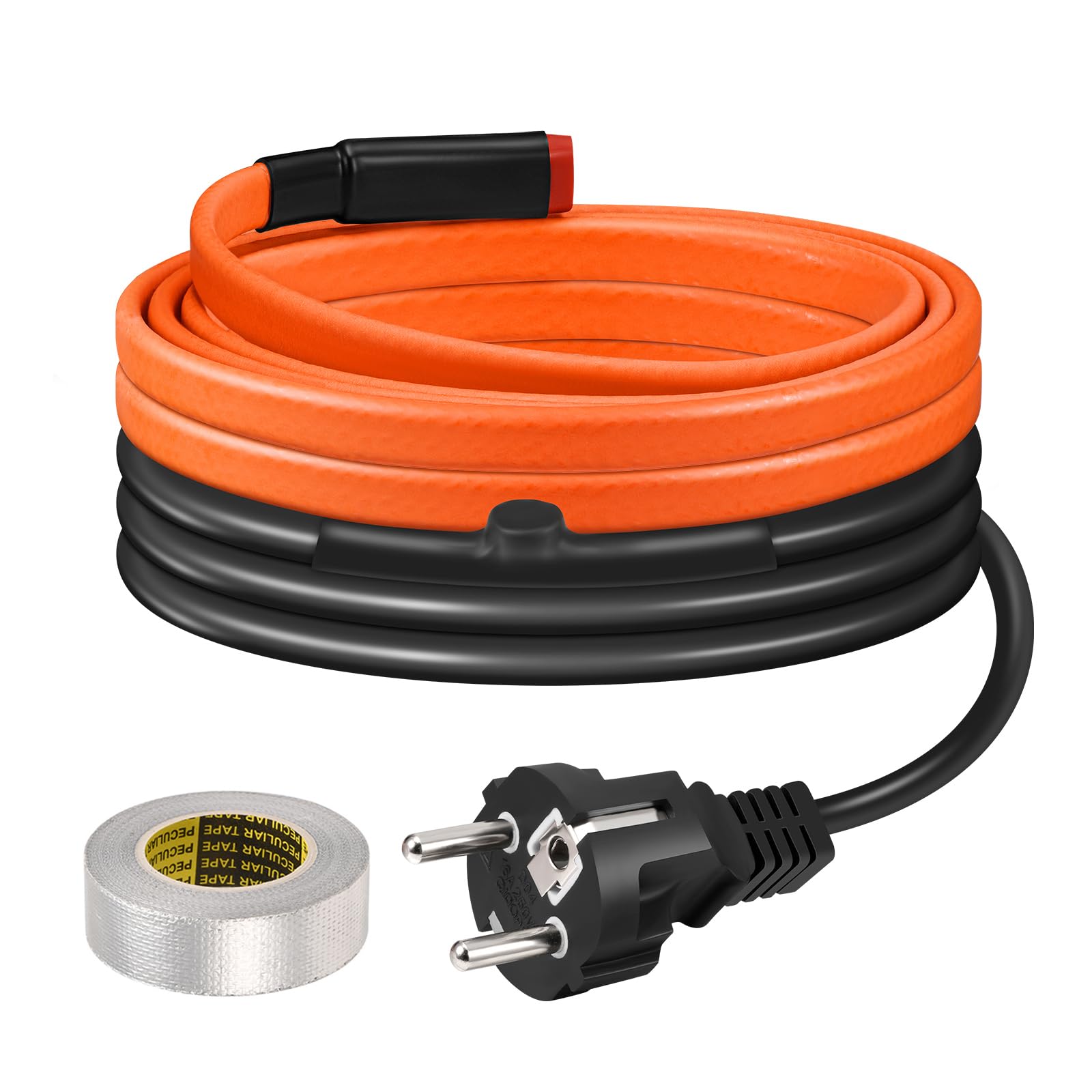 Heizkabel mit Thermostat, BDDFOTO 25 W/m Selbstregulierendes Heizband Frostschutz, Heizdraht IP65 Wasserdicht Zum Schutz von Wasserleitungen, Dachrinnen und Weidetränken, 2 m