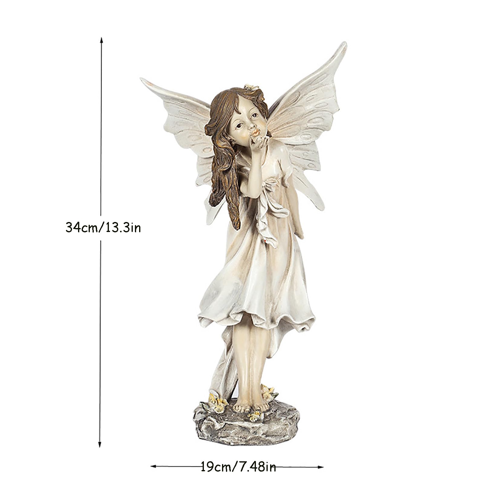 Gartenfiguren & gartenstatuen Elfen Figuren Gartendeko für draußen Retro Mädchen Harz Feen Skulptur,Europäische kreative Gartenfeen-Ornamente,Outdoor oder Haus Dekor,H 34cm,Grau