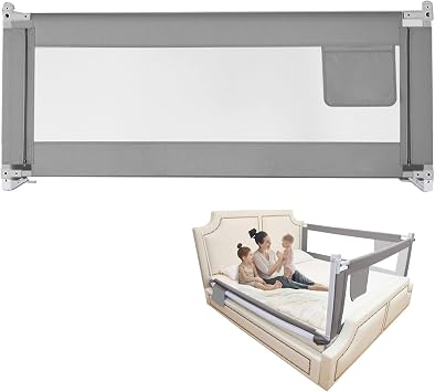 Bed Rail for Toddlers, Baby Bed Guard Rail with Double Child Lock, Safety Bedrail for Children Kids, Infants Height Adjustment Guardrail for Queen Size Bed 1.8m