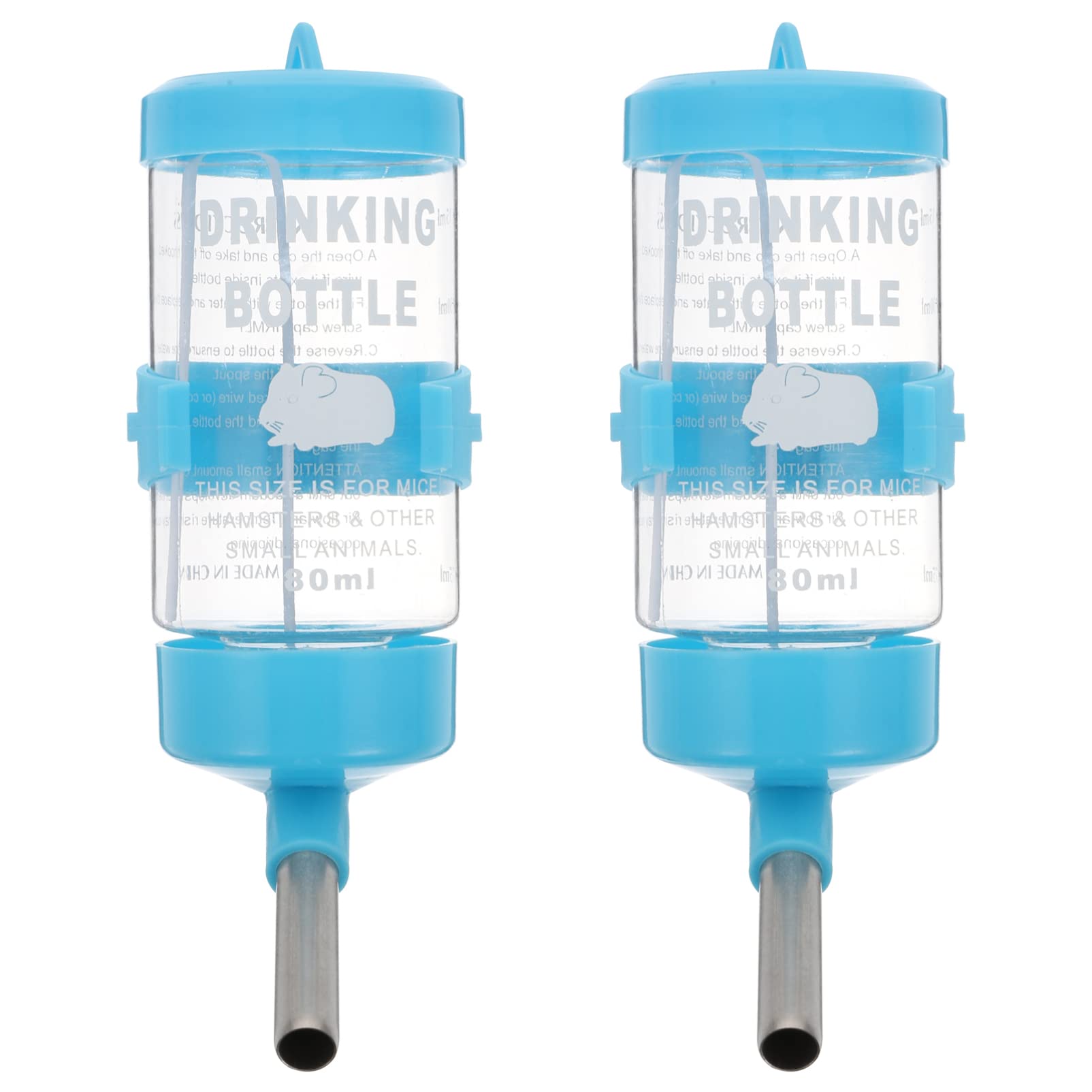 HOLIDYOYO Pp Stainless Steel Pet Water Dispenser 2pcs Hamster Water Fountain Leakproof for Small Animals