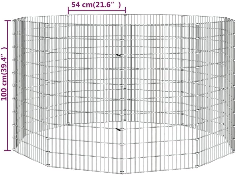10-Panel 21.3"x39.4" Free Range Animal Enclosure Galvanized Iron, Rabbit Run Pet Playpen,Puppy Pen Pet Fence, Small Animals Cage, Rabbits Kennel Crate Fence,-548