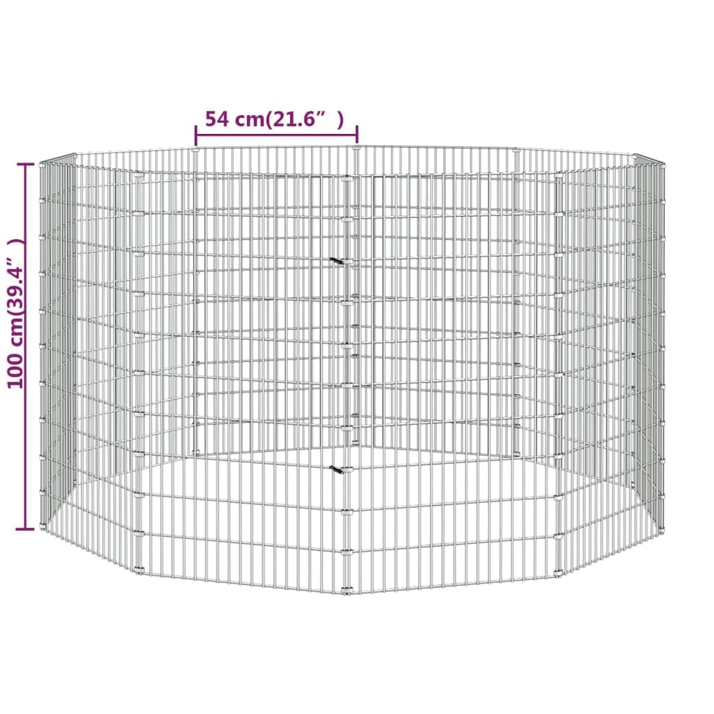 vidaXL Recinto Animales Corral 10 Paneles, Jaula para Conejos, Recinto para Animales Camperos, Corral Campero de Exterior, Hierro Galvanizado