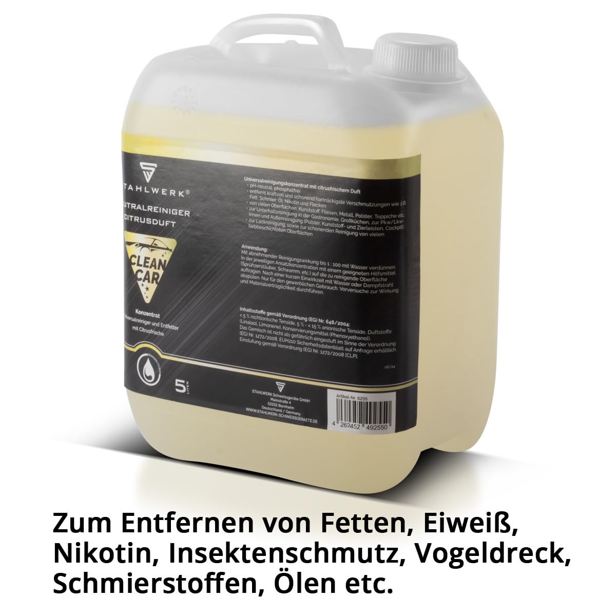STAHLWERK Universalreiniger-Konzentrat mit Citrus-Duft 5 Liter Kanister kraftvoller Reiniger | Reinigungsmittel | Schaumreiniger | Allzweckreiniger | Reinigungs-Konzentrat