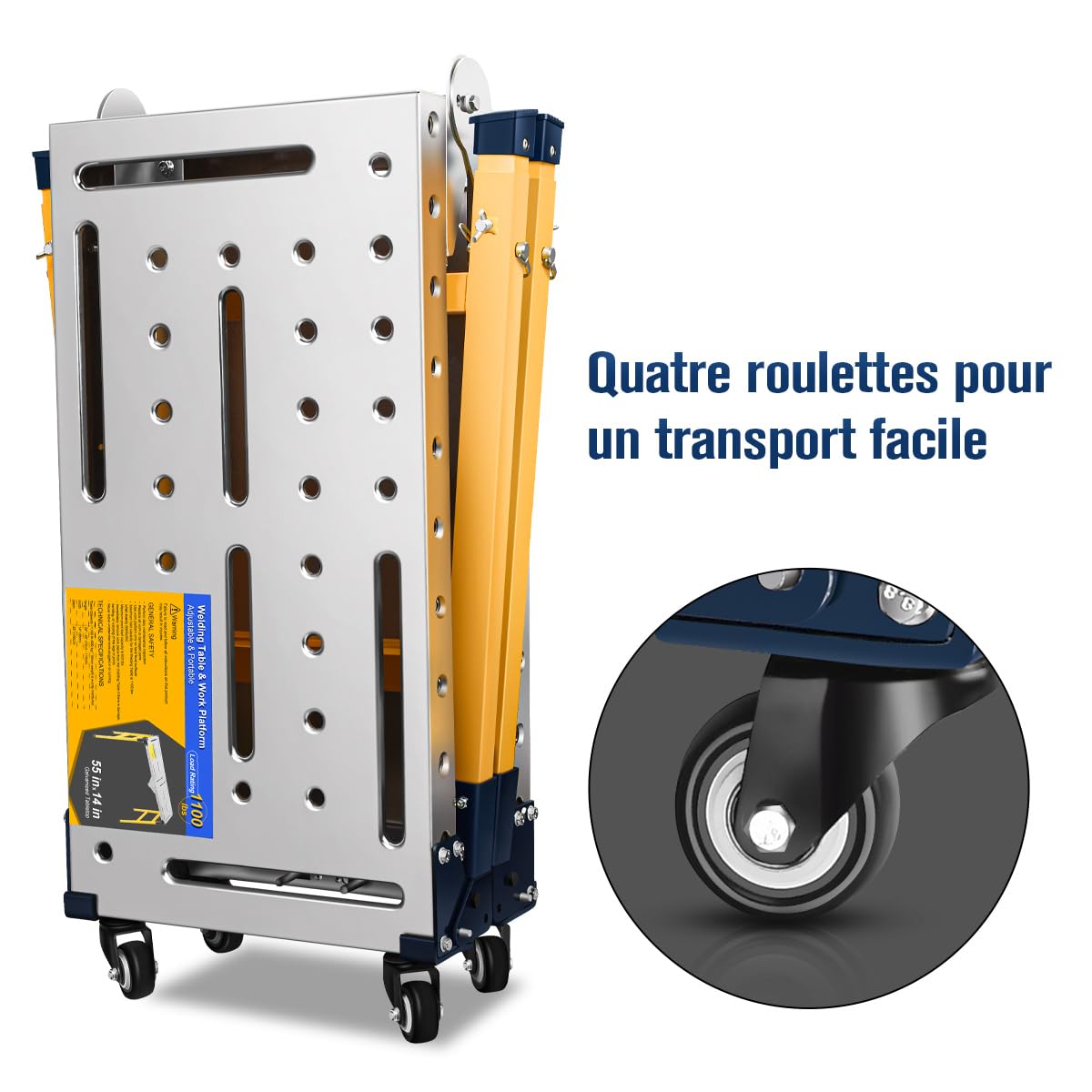 Plateforme de Travail Portable Multifonctionnelle 2 en 1 | Table De Soudure Pliable Capacité de Charge de 500 kg | 36x140cm Plateau de Table Galvanisé