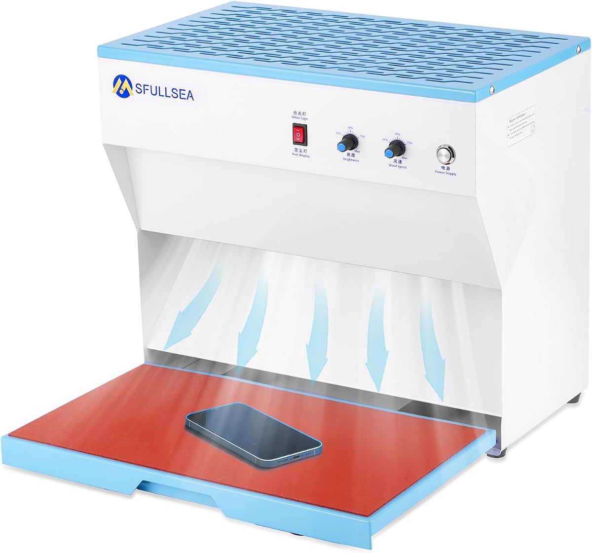 Campana de flujo Campana con filtro HEPA H13 Unidad de ventilador de filtración de aire HEPA de gran tamaño Ventilador con filtro HEPA Estación de trabajo de banco limpio para reparación de LCD de teléfono Plántulas de cultivo de tejidos