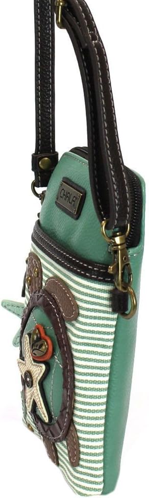 Chala Striped Sea Turtle Cellphone Crossbody Handbag - Convertible Strap