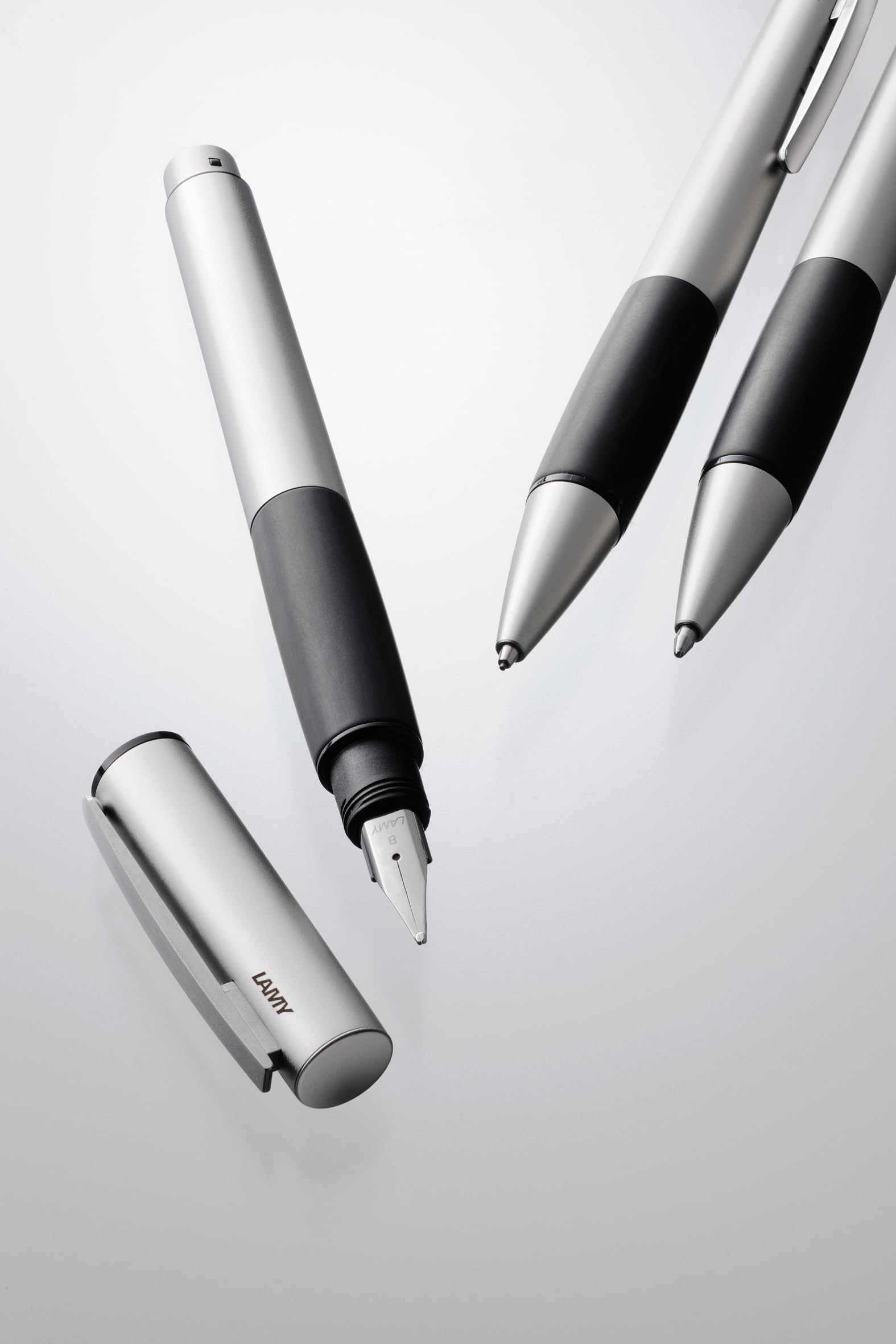 LAMY accent ołówek automatyczny 196 – ołówek w kolorze aluminium z wymiennym uchwytem kauczukowym i końcówką do ścierania, z wkładem 0,7 mm (LAMY M 40)