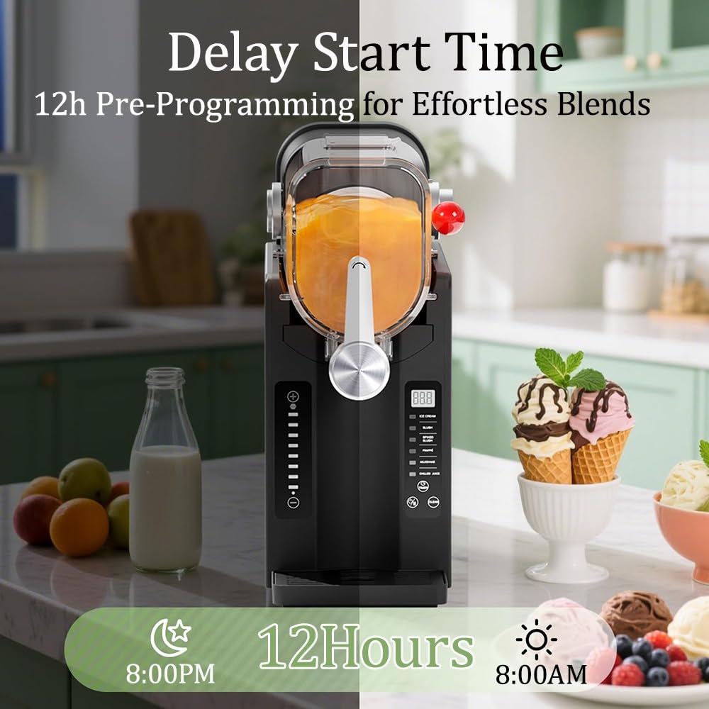 Maszyna Slushie do domu, inteligentne urządzenie z 6 ustawieniami wstępnymi i wyświetlaczem temperatury w czasie rzeczywistym, produkuje mrożone margarity, frappé, smoothie, lody i koktajle mleczne