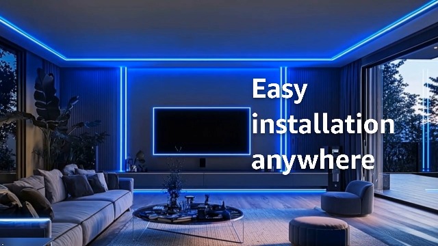 Image of echosari Blue Led Strip Lights Waterproof Battery Operated with Remote, 8 Modes, Dimmable, Timer, Self-Adhesive, Cuttable, 3M 90Led Battery Strip Led Light for Indoor Outdoor Decor (Pack of 3)