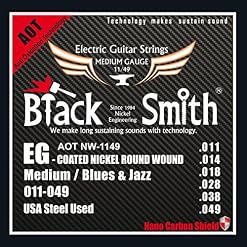 Black Smith 11-49 Coated Jeu de cordes pour Guitare électrique - Les Beatles, Paul McCartney, John Lennon, RIngo Starr, George Harrison