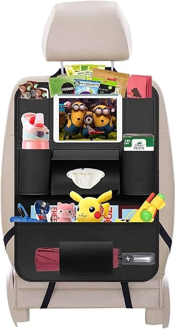 Fifth Gear® PU Leather Car Back Seat Organiser and Mini iPad Holder, Multi Pocket Storage Bag Tidy Organiser for Kids, Storage Bottles, Tissue Box, Toys (1)