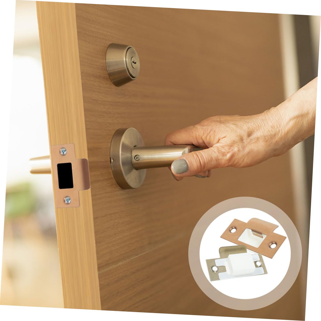 HOMSFOU 16 Ensembles Plaque de Renforcement Inoxydable pour Serrure de Porte Kit Plaques de Gache et Vis Compatible avec Divers Systèmes de Verrouillage
