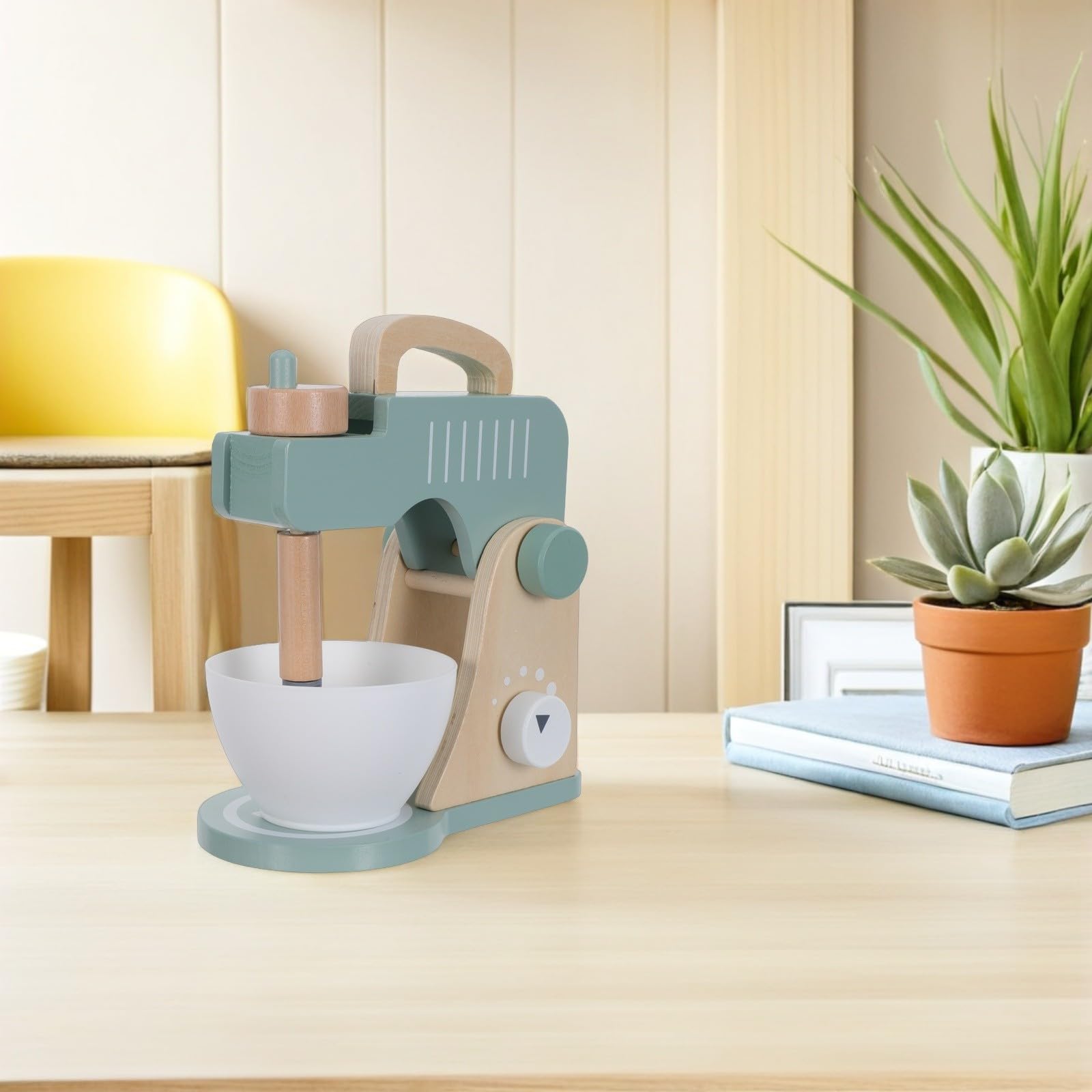 Set da Gioco Montessori Frullatore in Legno, Giocattolo Educativo per Sviluppo Creativo, Accessori Cucina per Gioco di Ruolo Singolo di Gruppo