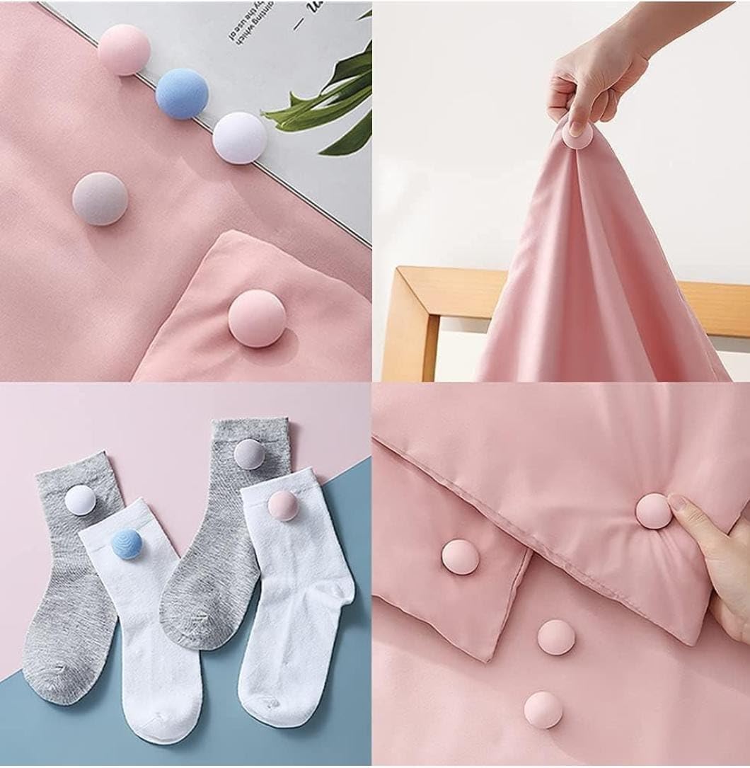Shipnetic Cotton Mushroom Shape Duvet Clips, Non-Slip Cover Fixator, Comforter Quilt Holder with One-Key Unlock for Blanket Bed Sheet Curtain Socks Mattress Covers Pack of 4- Pink 2
