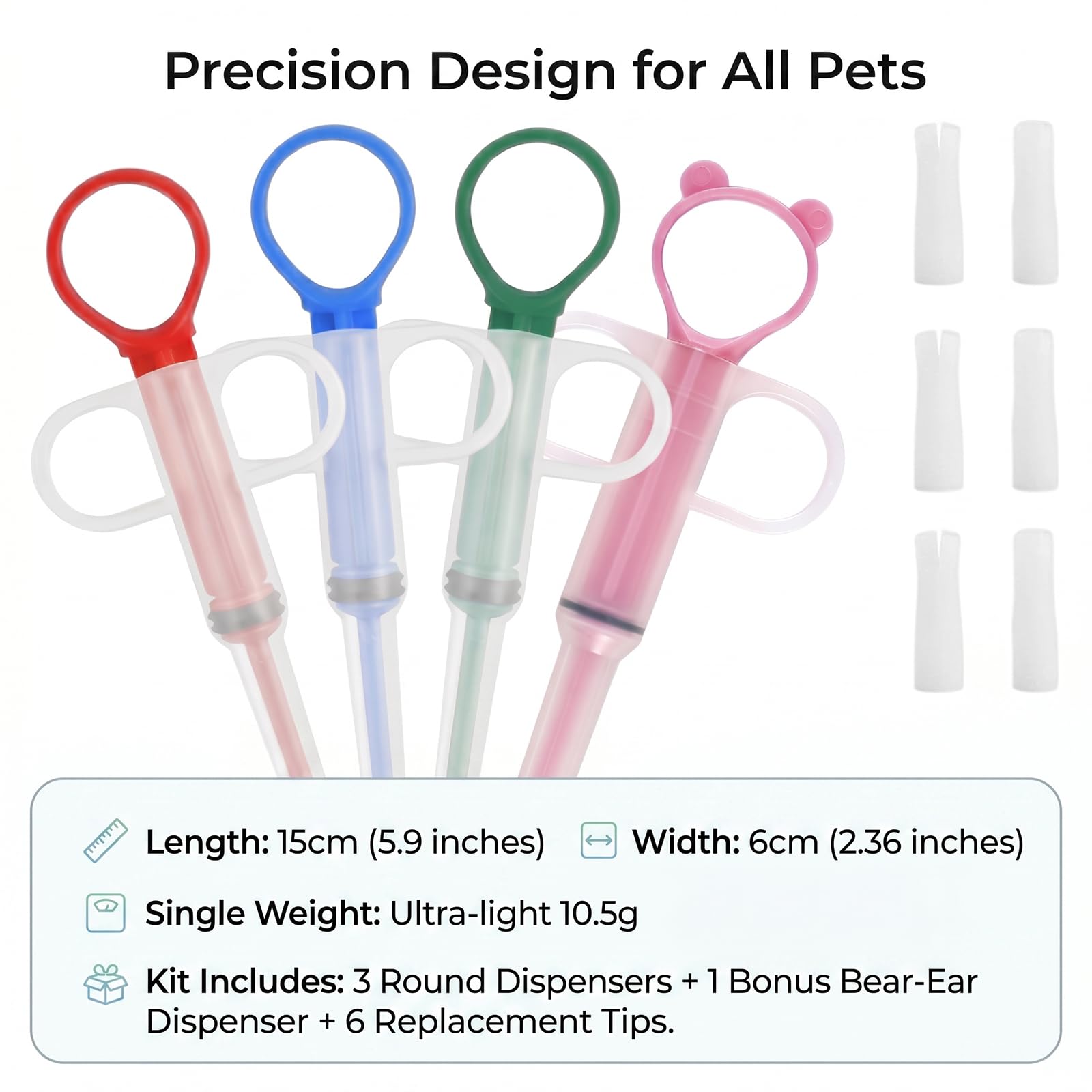 Distributeur De Comprimés Pour Animaux Lot De 4, Embouts Souples En Silicone Pour Chats Et Chiens