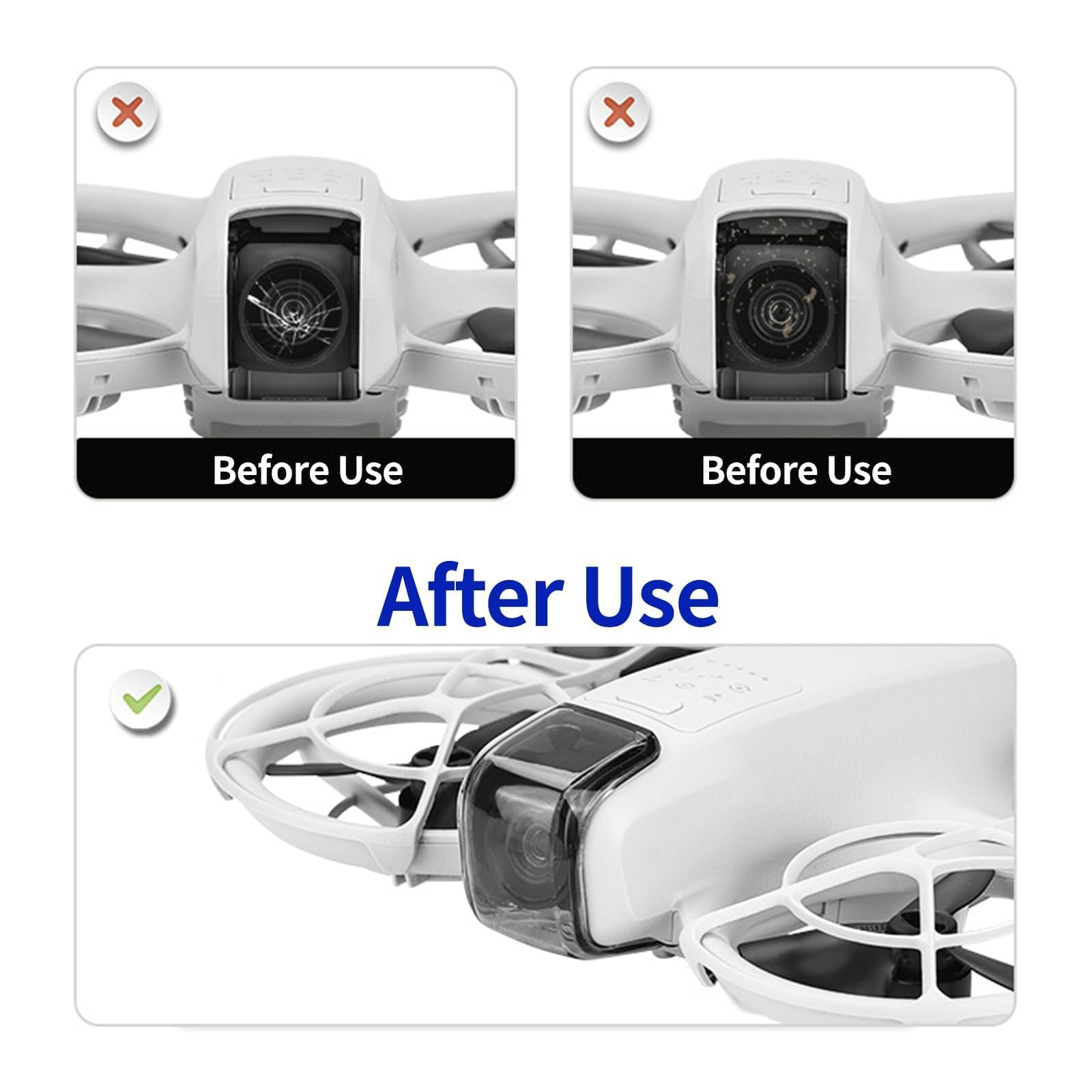 2 custodie Gimbal per DJI Neo, copriobiettivo Gimbal, copertura trasparente antipolvere e accessori anticaduta per drone DJI Neo