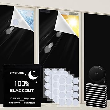 Strong Magnetic Blackout Shades, 100% Blackout Curtains, Portable Blinds for Window, Thermal Insulated UV Protection Blackout Window Cover for Baby Nursery or Travel 118"x57"