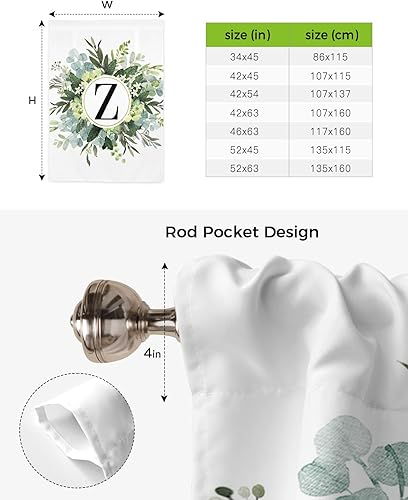 Miniatura 6 de Cortinas de amarre con hojas de eucalipto para cocina, sala de estar, aislamiento térmico, ajustable, panel de bolsillo para cortinero, para ventana