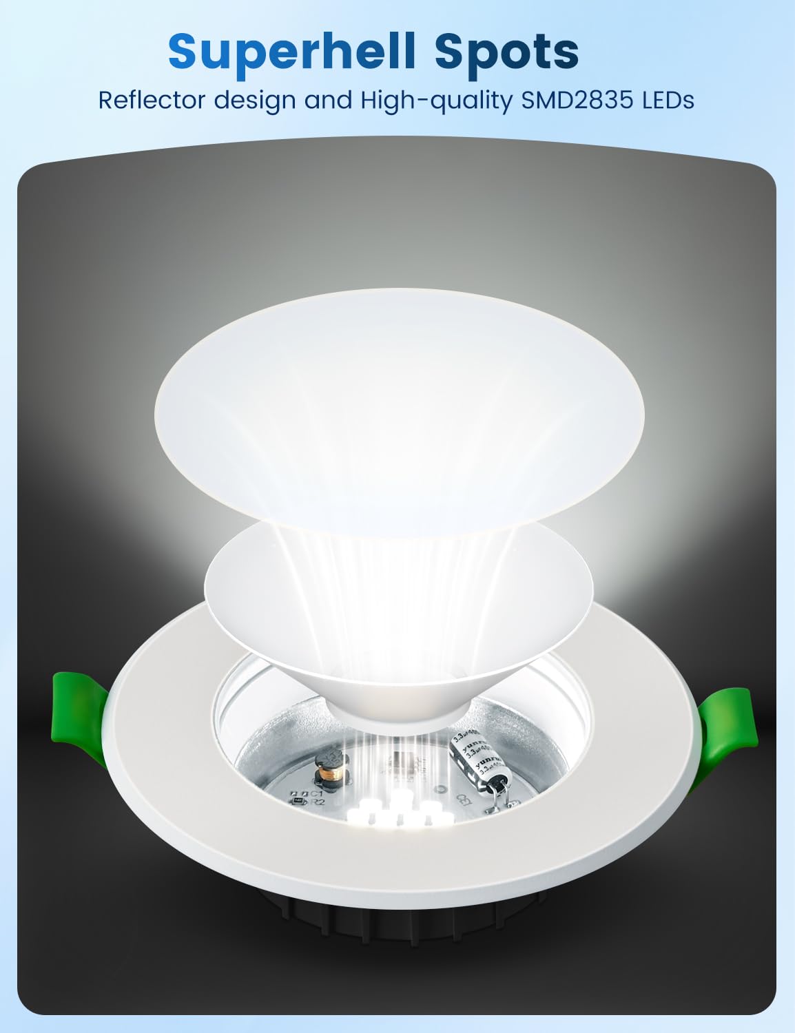 Faretti LED da Incasso per Cartongesso Luce Freddo 6500K,5W 800LM Luci da Soffitto Interno Ultra Piatti 230V IP44 Bagno – Classe Energetica B, Foro Ø68-80mm, Non Dimmerabili, Set di 12