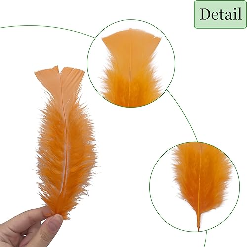 Miniatura 3 de 100 plumas planas de pavo naranja de 4 a 6 pulgadas, plumas esponjosas para manualidades, máscaras, sombreros, decoración de atrapasueños,