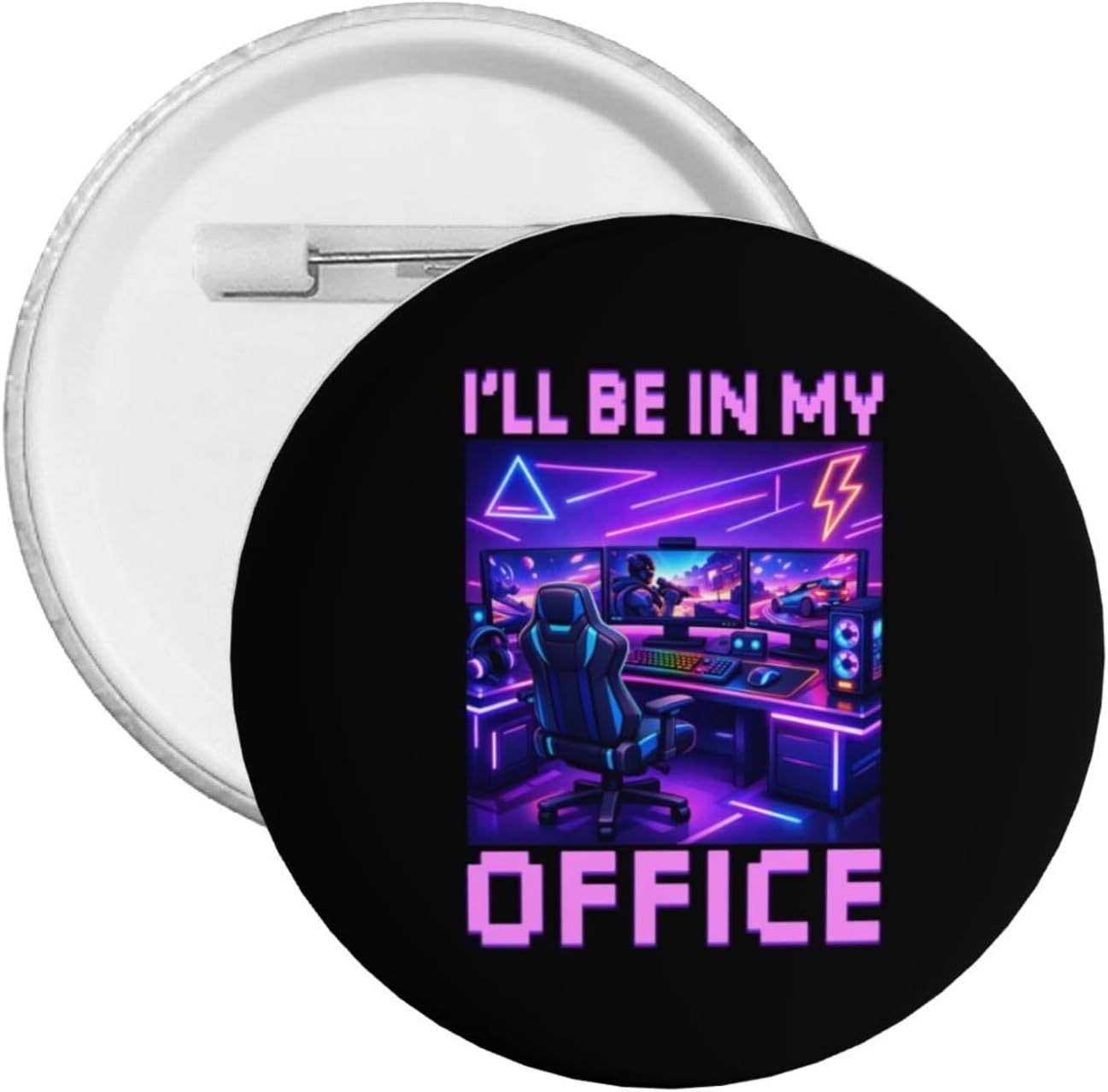 PC Gaming I'll Be in My Office Round Badge for Men and Wemenï¼ŒTrendy