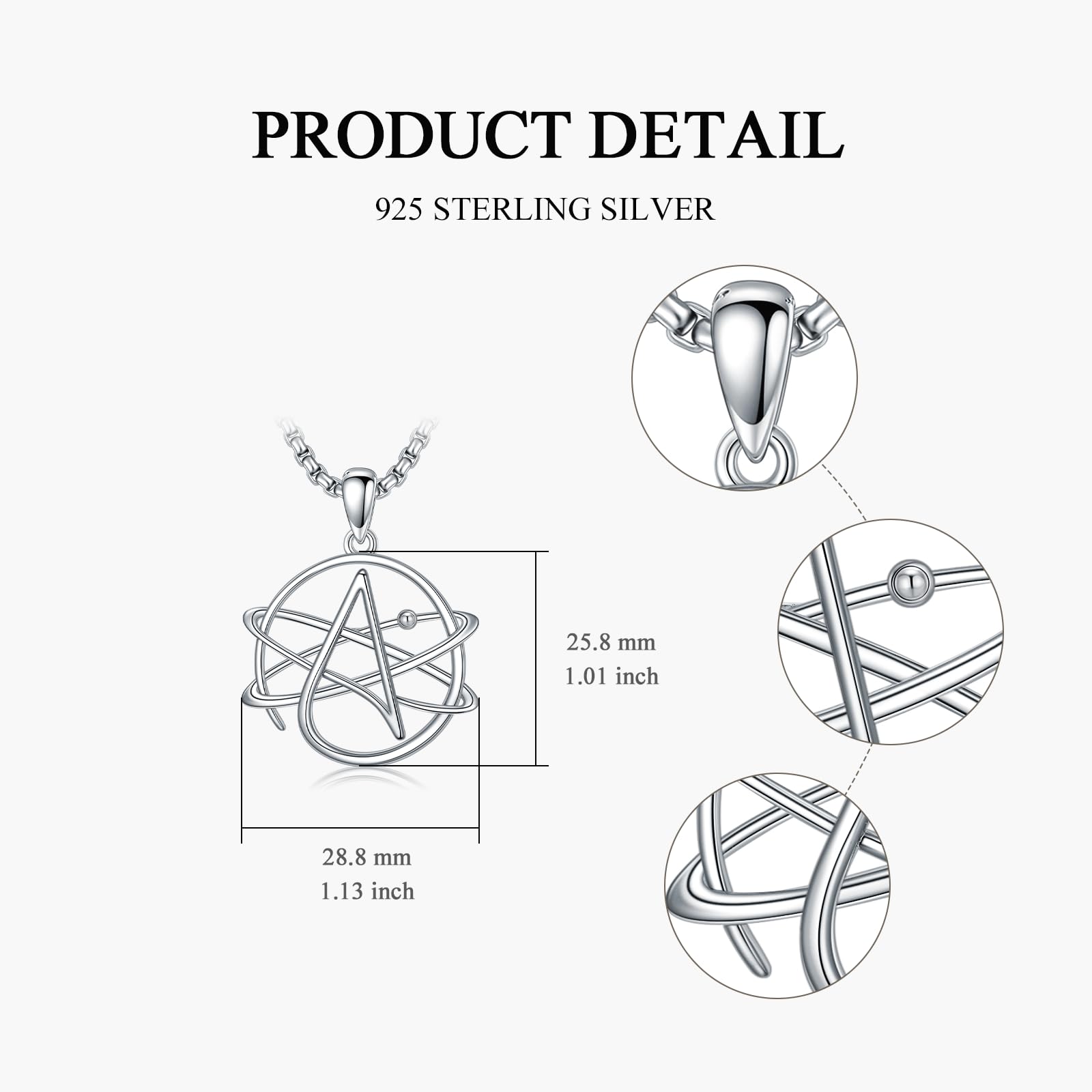 Collana da uomo con ciondolo a forma di croce in argento Sterling 925, San Cristofo/chiodo/ateo/Allah/Yahweh, con protezione amuleto gioielli per il marito, 25,8 mm x 28,8 mm, Argento