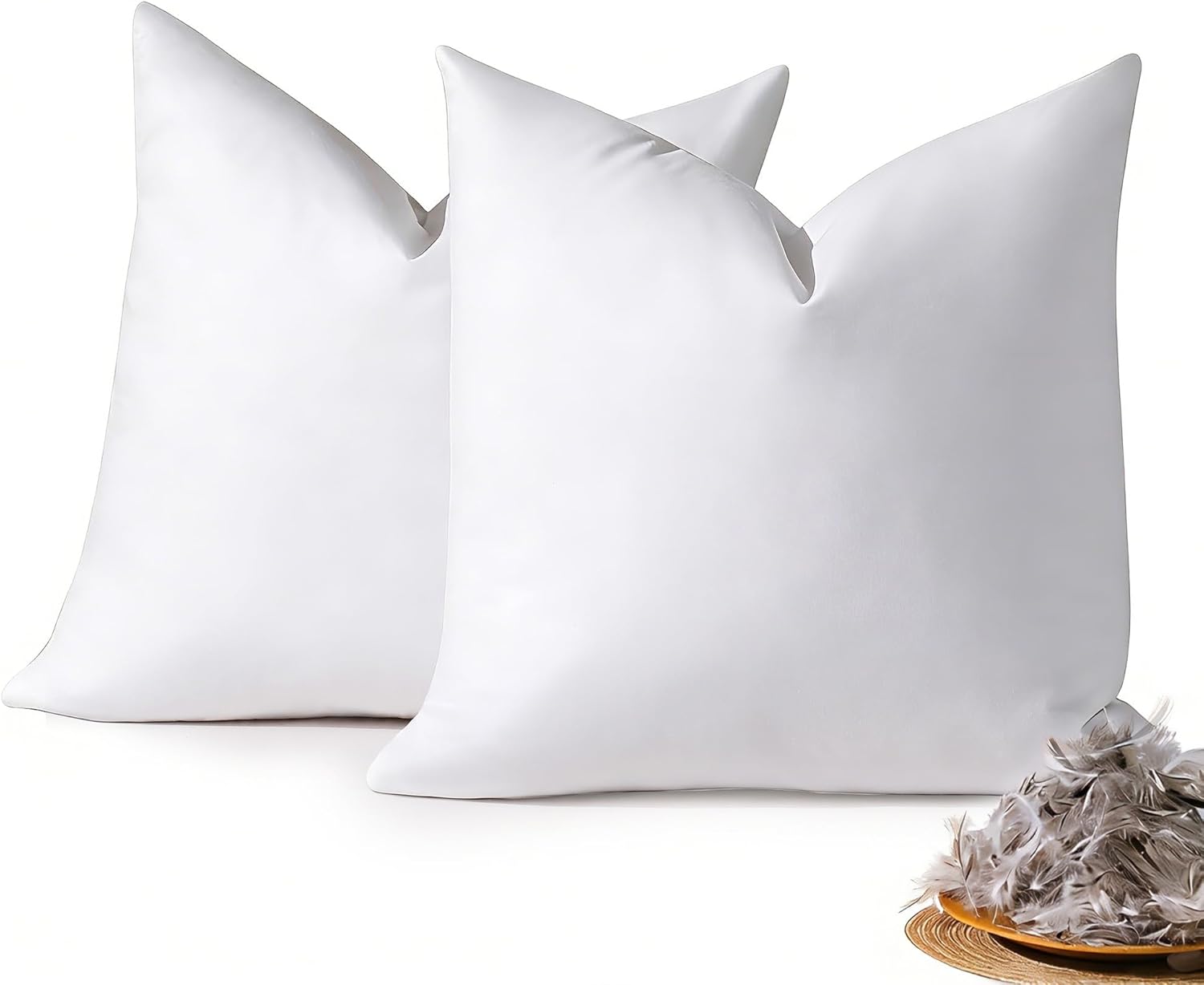 26x26 Euro Pillow Inserts Pack of 2, Decorative Feather Down Pillows with 100% Coton Cover,Throw Pillow for Bed, Couch and Sofa.
