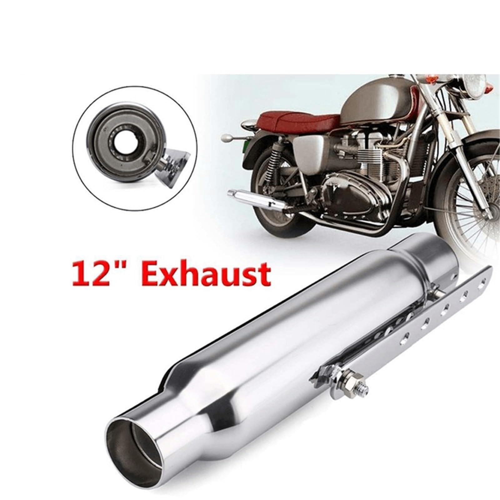 Uitlaat Trim Uniwersalny tłumik wydechowy do motocykla, retro, vintage, klasyczny, galwanizowany, Escap Moto, Cafe Racer Bobber(D black)