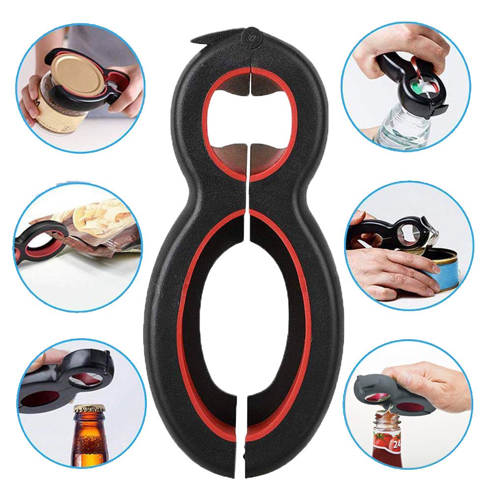 Medsuo Jar Opener 6 in 1 Multi Function Bottle Opener Manual Opener Get Lids Off Easily Portable Lid Twist Off Non-Slip for Weak Hands Seniors with Arthritis and Anyone with Low Strength