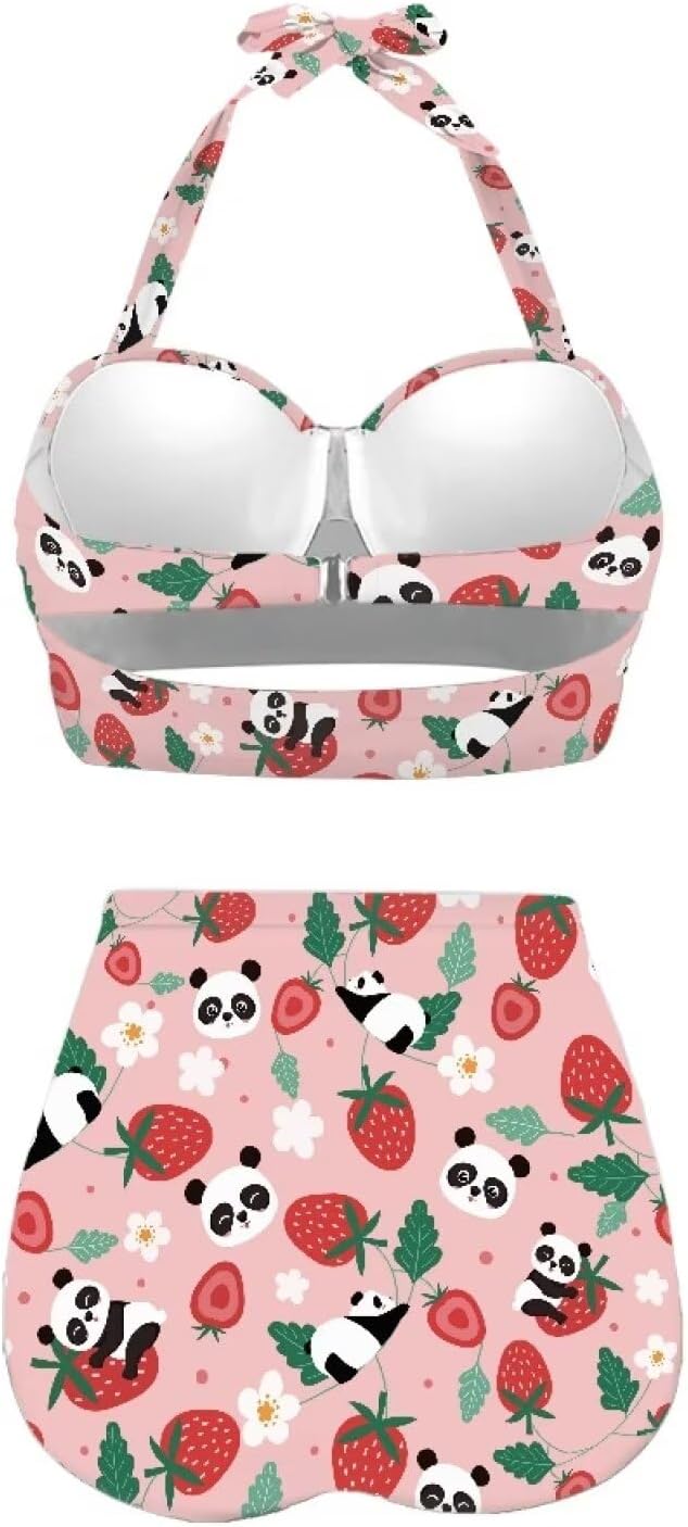 TOADDITDO Womens High Waisted Bikini Set Two Piece Swimsuit Halter Back Ruched Bathing Suits Beachwear Swimwear