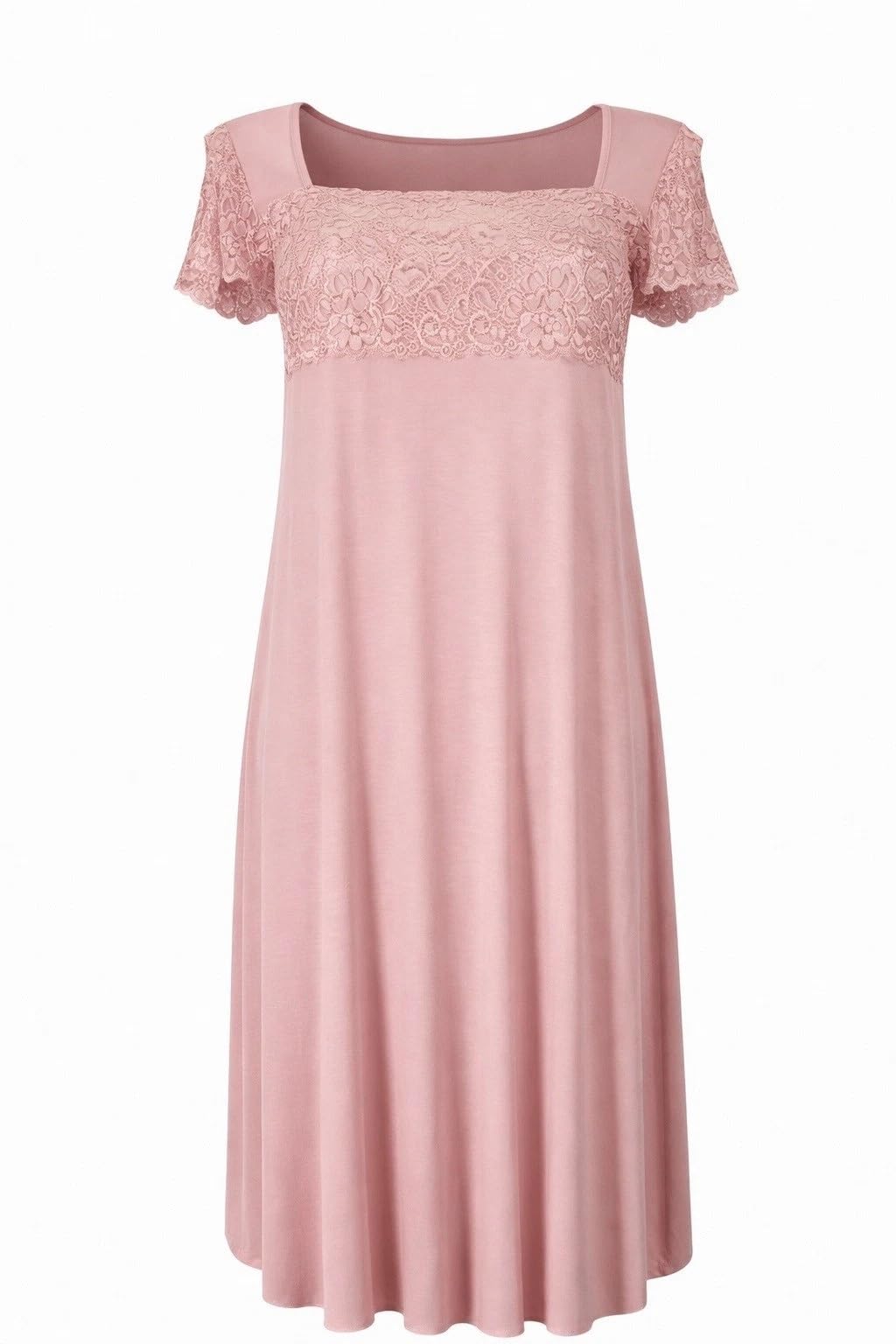 dolcecasabiancheria TRAMONTE Camicia da Notte Donna Estiva Viscosa Pizzo Abito Casa Mezza Manica L/XL Rosa