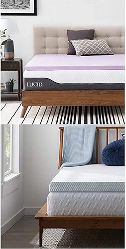 Miniatura 12 de Lucid - Cubrecolchón de espuma viscoelástica de 3 pulgadas tamaño king con infusión de aceites esenciales de lavanda, sensación profunda y mullida,