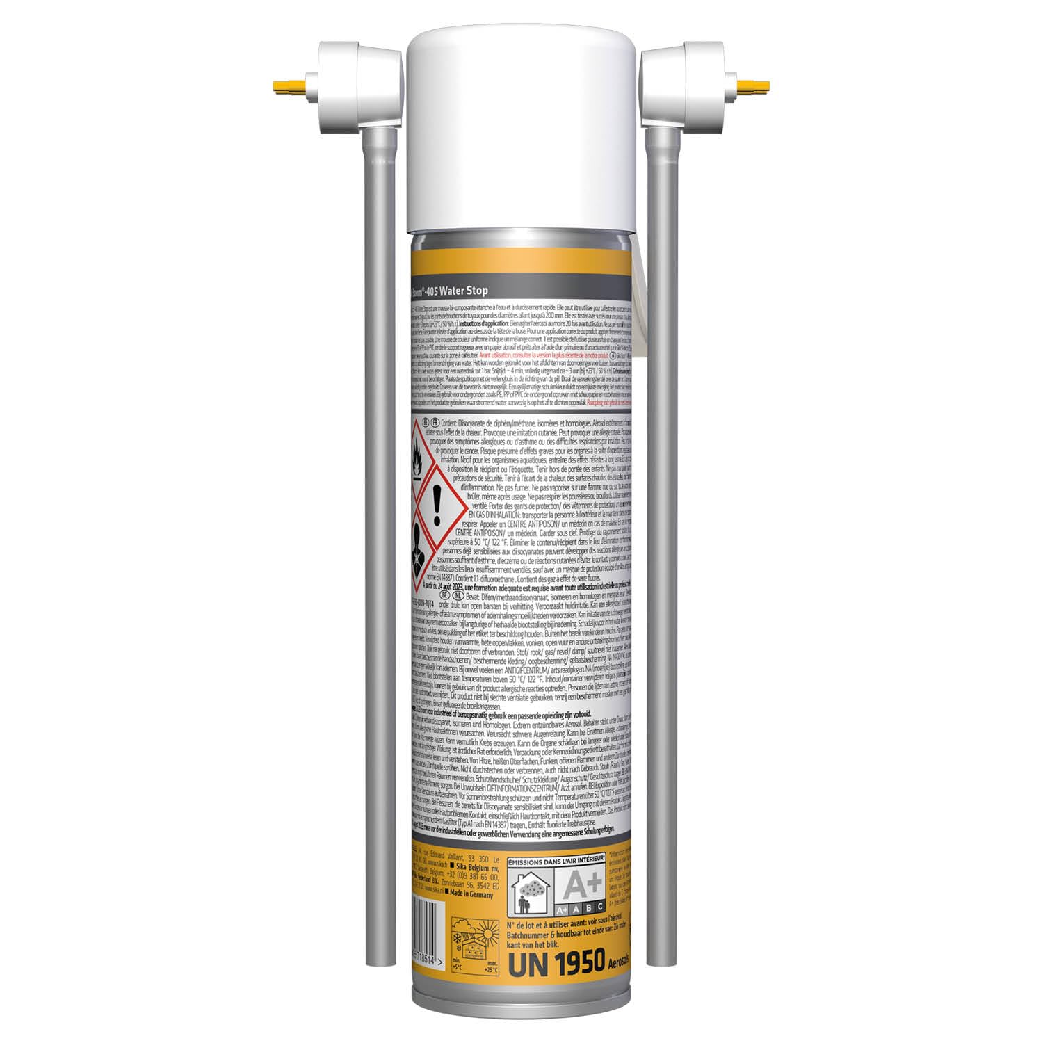 SIKA - Espuma de poliuretano de dos componentes - Sika Boom 405 Water Stop, Verde - Espuma expansiva autoexpandible y de secado rápido para sellar aberturas en paredes para tuberías y conductos -320ml
