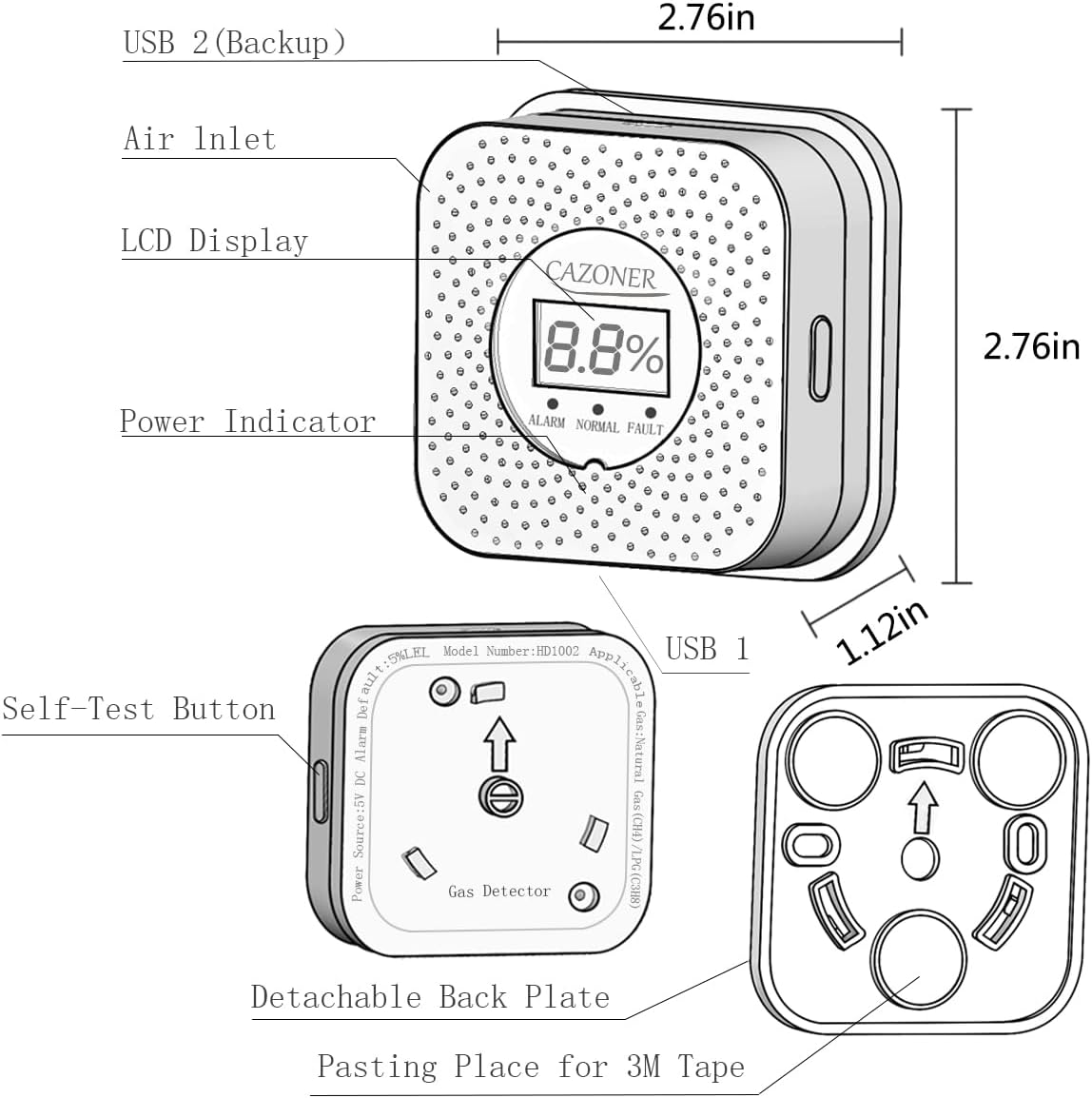 Natural Gas Detector,10-Year Lifespan, Methane, Propane, & Explosive Gas Alarm for RV and Home, Digital LCD Display - Image 6