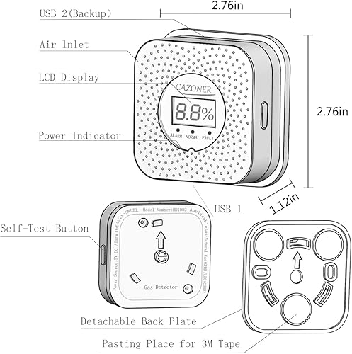 Miniatura 6 de Cazoner Detector de gas natural y detector de propano, alarma de fugas de gas combustible, metano, butano, GLP, GNL, alarma de gas doméstico para