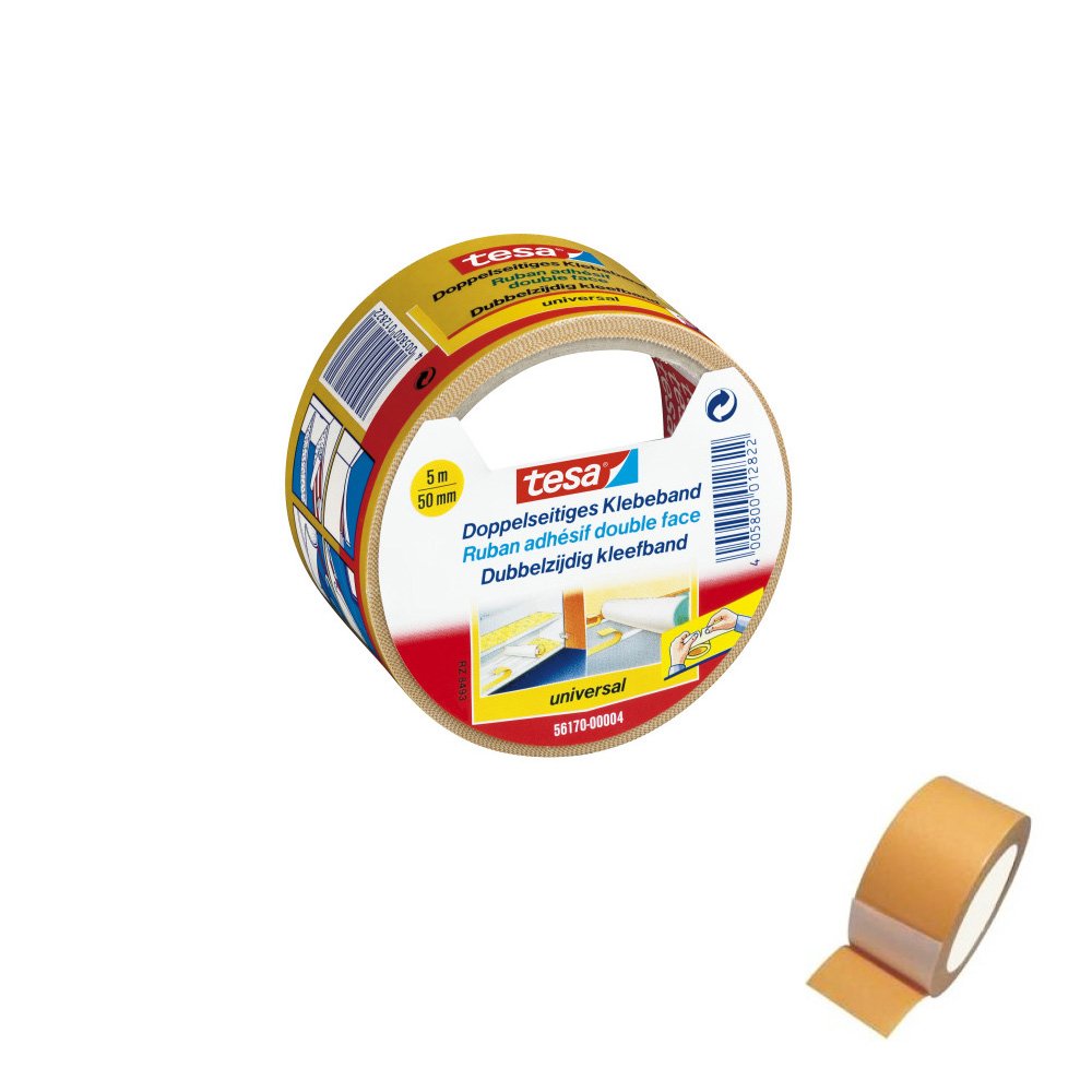 Tesa 01010301 - Nastro biadesivo, 6 rotoli, 50 mm x 5 m, universale