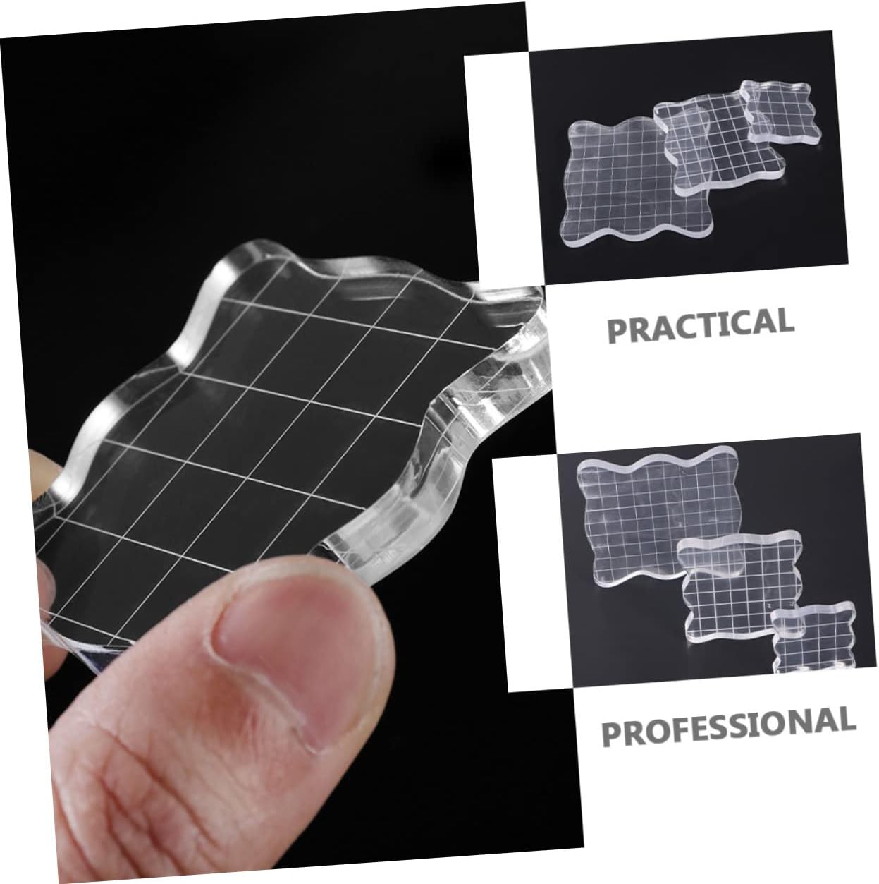 HOMSFOU 2pcs DIY Stamp Accessories Acrylic Stamp Blocks Handles for Craft Supplies Safe Material Easy to Use Clean