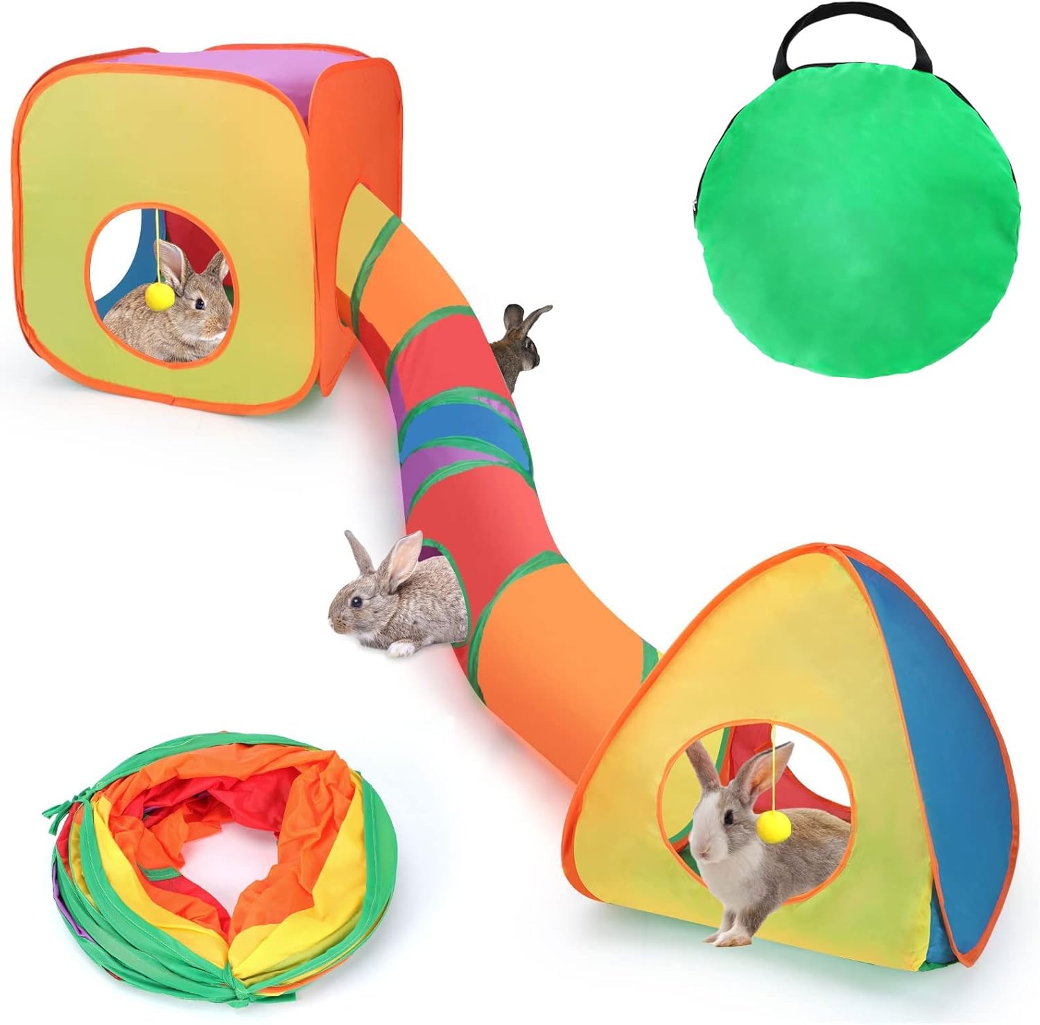 BWOGUE Bunny Tunnels & Tubes Collapsible Rabbit Hideout