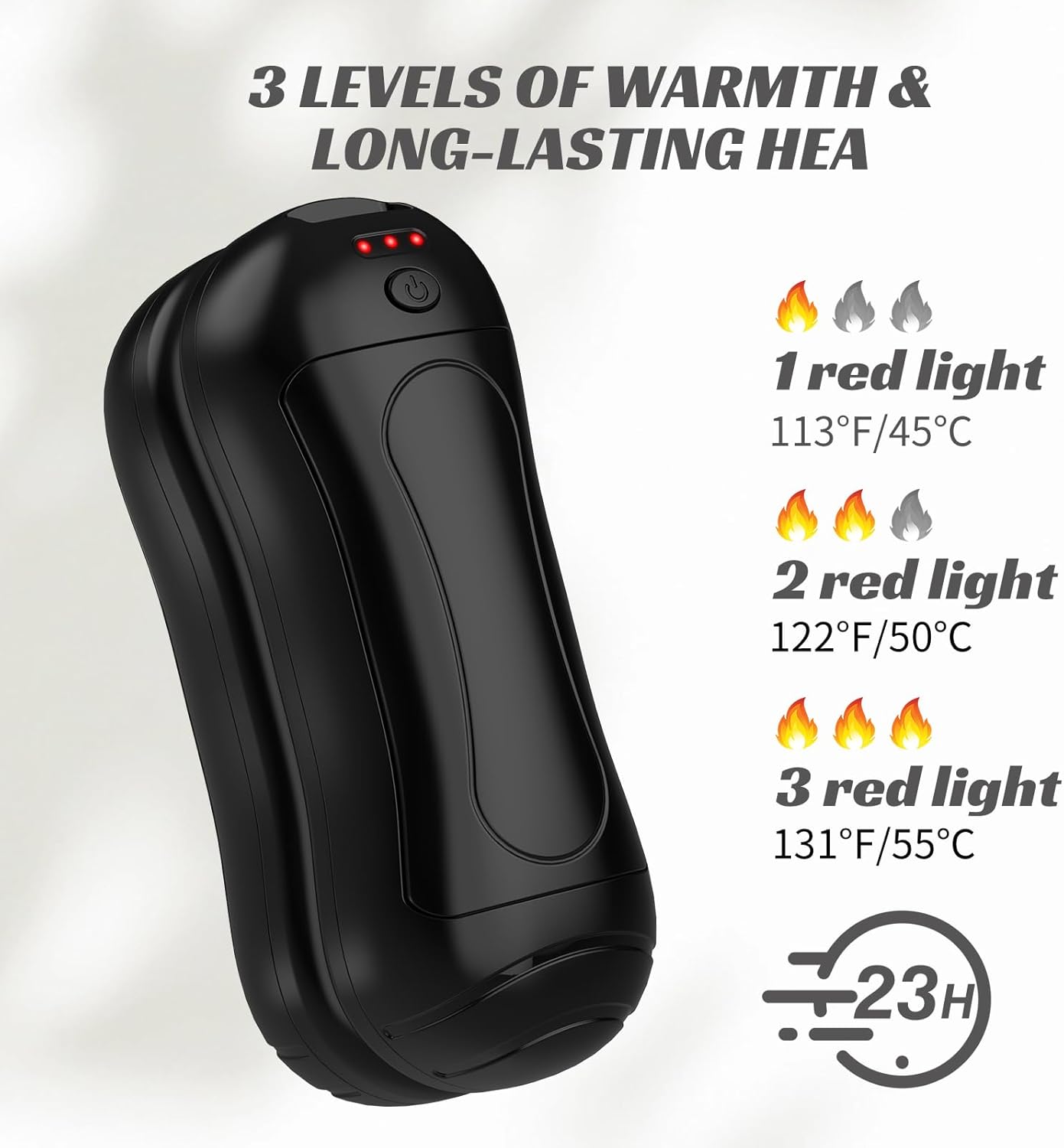 Hand Warmers Rechargeable 2 Pack,6000mAh Portable Electric Hand Warmers,USB Pocket Heater AI-Smart Chips 20+Hrs Safe Heat,Women Mens Present for Outdoor,Hunting,Golf,Skiing,Camping,Black - Image 2