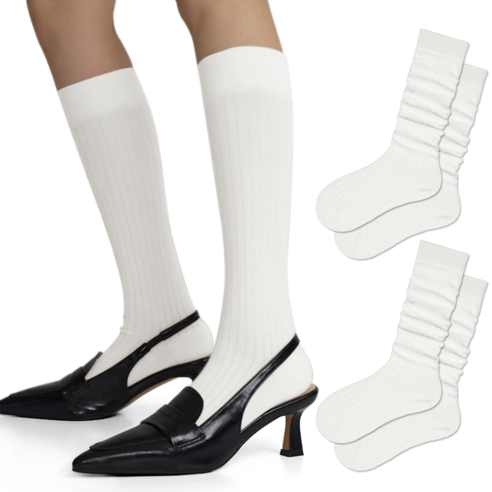 VOSERY Kniestrümpfe Damen - Retro Socken Im 70er Jahre Style