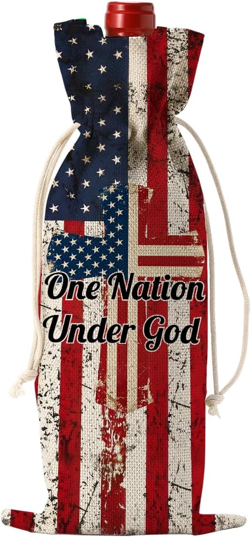 4th Of July Wine Bag Christian Patriotic Gifts for Wine Lover Women Men