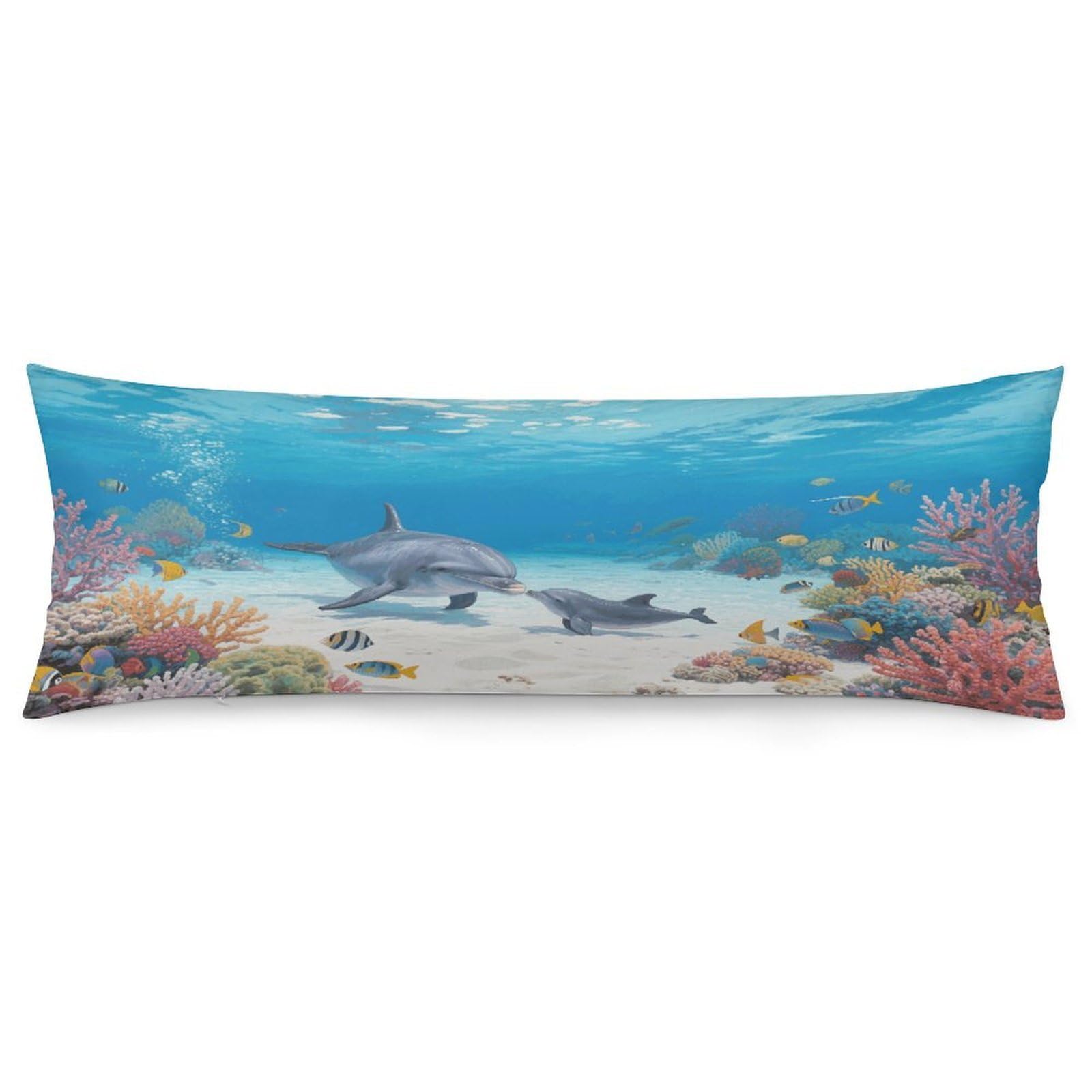 VstaDank Dolphin Pillow Cover Decorative Lumbar Pillow Cover 19x53 Inch Long Body Pillows Case Soft Luxury Decorative Throw Pillowcase for Couch Sofa Bedroom Car Decor Pillowcover