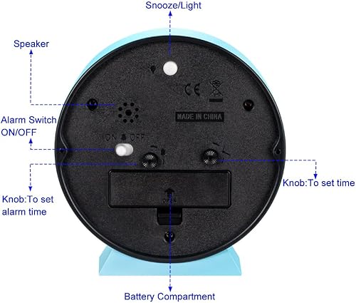 Miniatura 4 de Reloj despertador analógico retro antiguo de 4.5 pulgadas, funciona con pilas, pequeño y silencioso con luz nocturna, funciona con pilas, para sala
