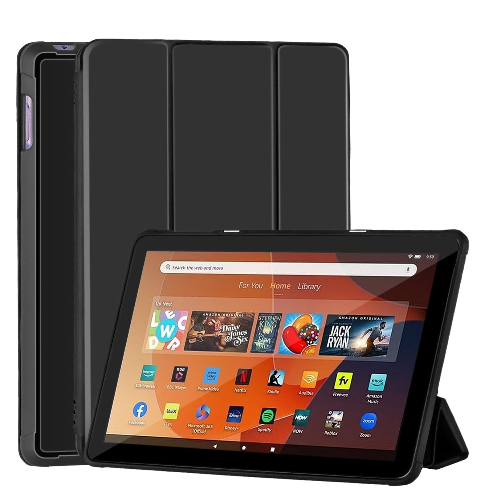 Custodia sottile per tablet Amazon Fire HD 10 da 10,1 pollici (13a generazione, 2023Release), custodia per Kindle Fire 10, custodia a tre ante con supporto a doppia angolazione, retro in morbido TPU,