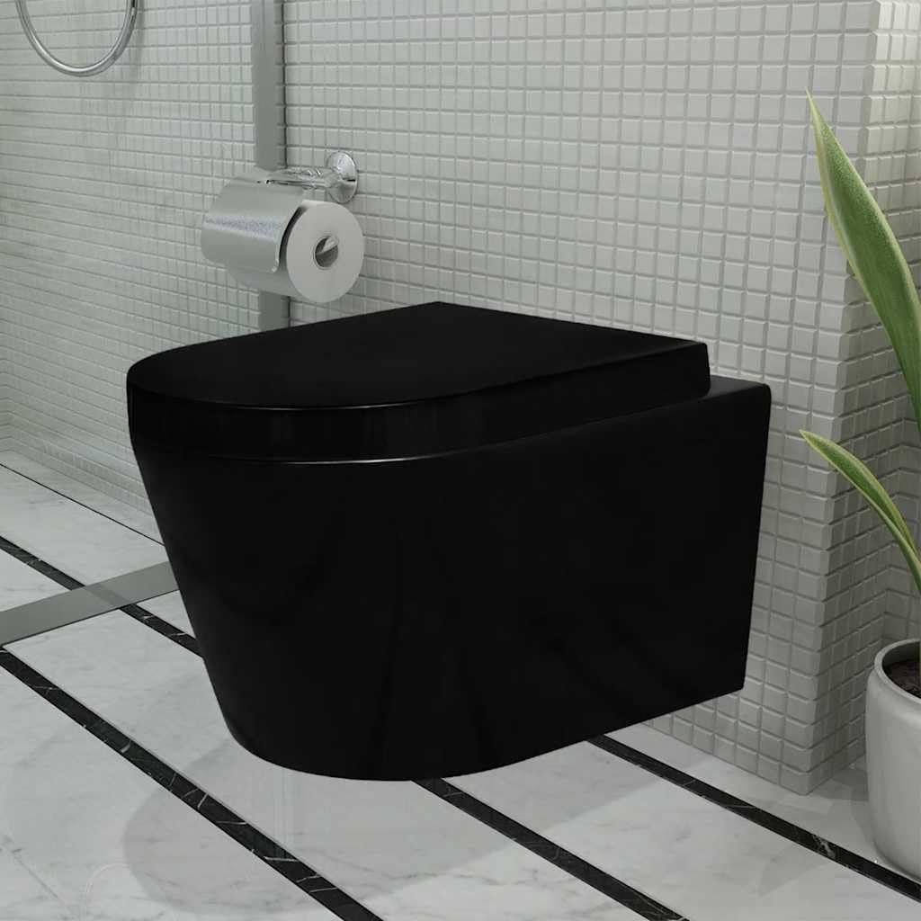 Narzędzia domowe - wisząca ceramiczna toaleta toaleta łazienka czarna z ukrytym cysterną